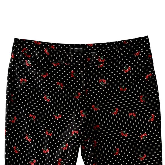 Liz Claiborne Polka Dot Floral Chino Pants 14P Career Stretch - Picture 2 of 4